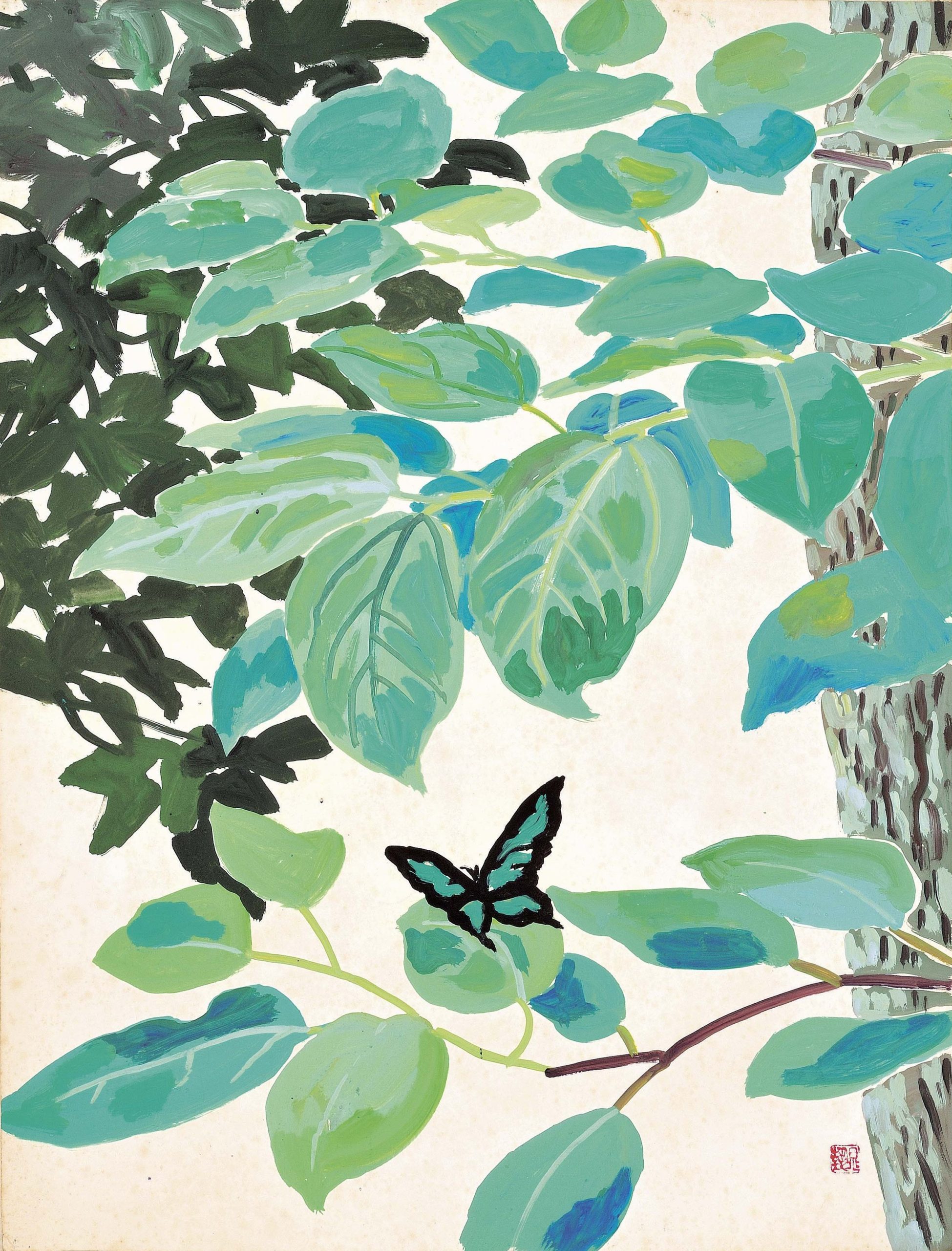 三輪晁勢《アゲハ蝶　鳳来峡》 昭和41年(1966)京都府立堂本印象美術館蔵